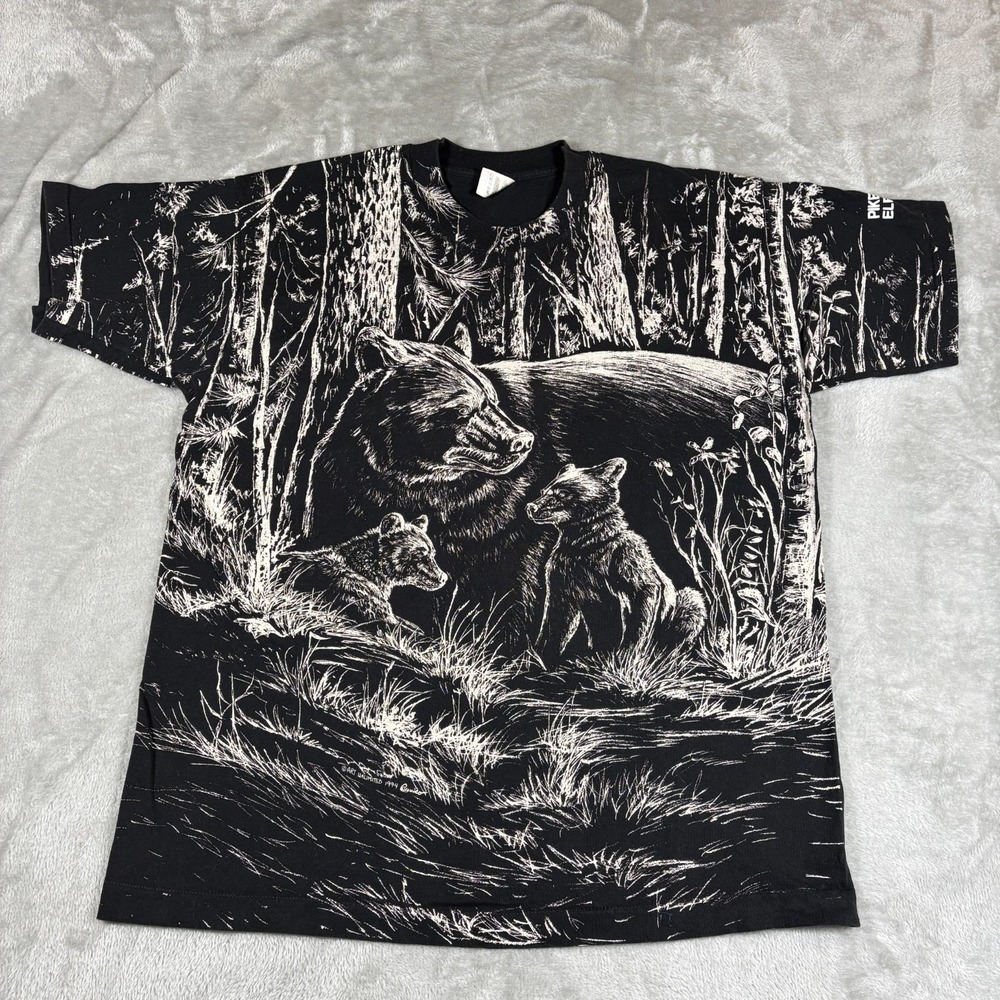 Vintage Bear Shirt Mens XL Art Unlimited All Over Print Cubs 90s Single Stitch